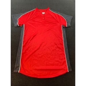Augusta Sportswear Red Charcoal Gray Ladies Softball Jersey Moisture Manage
